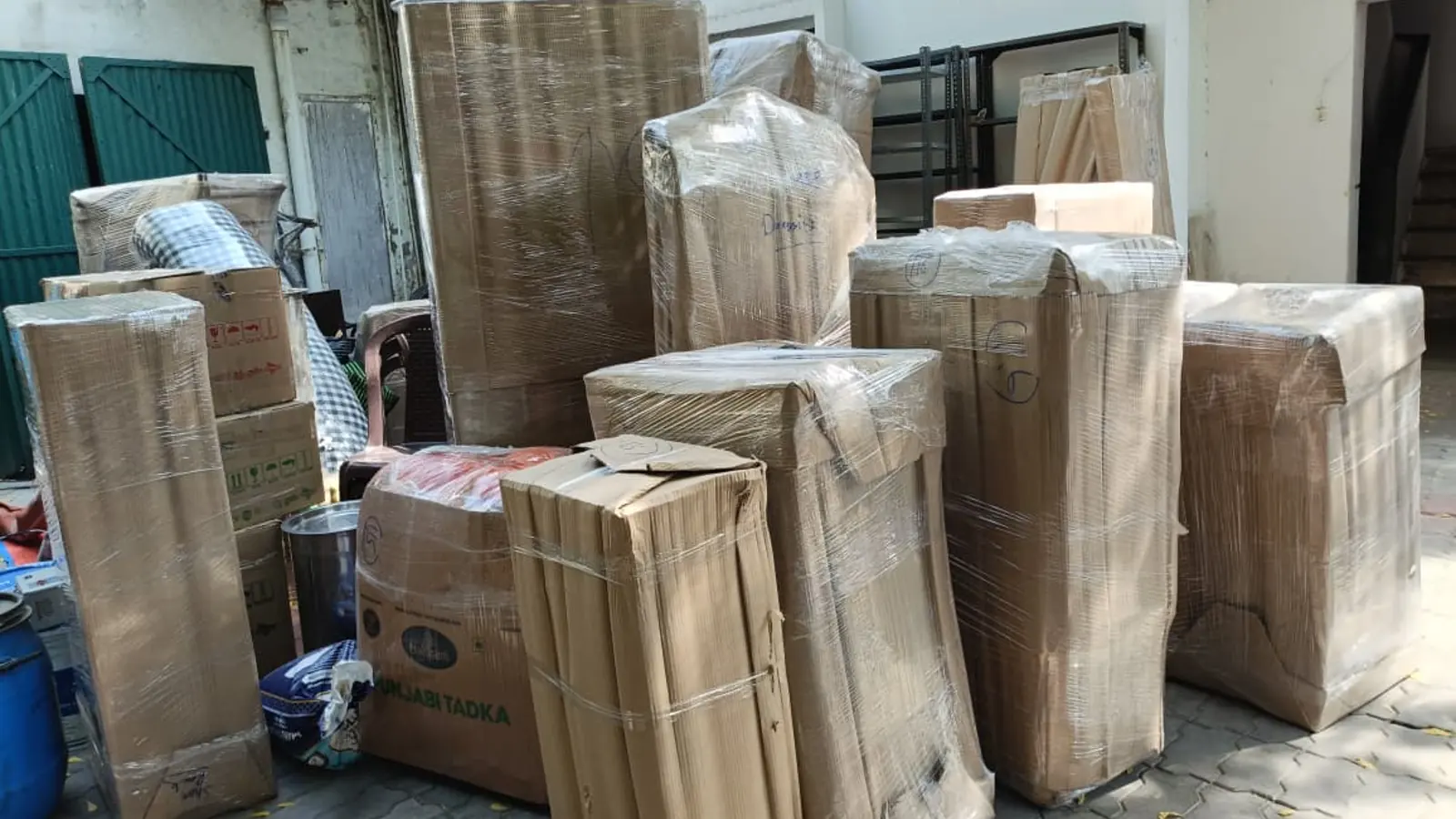 Furniture and cartons packed by packers and movers in Gurgaon